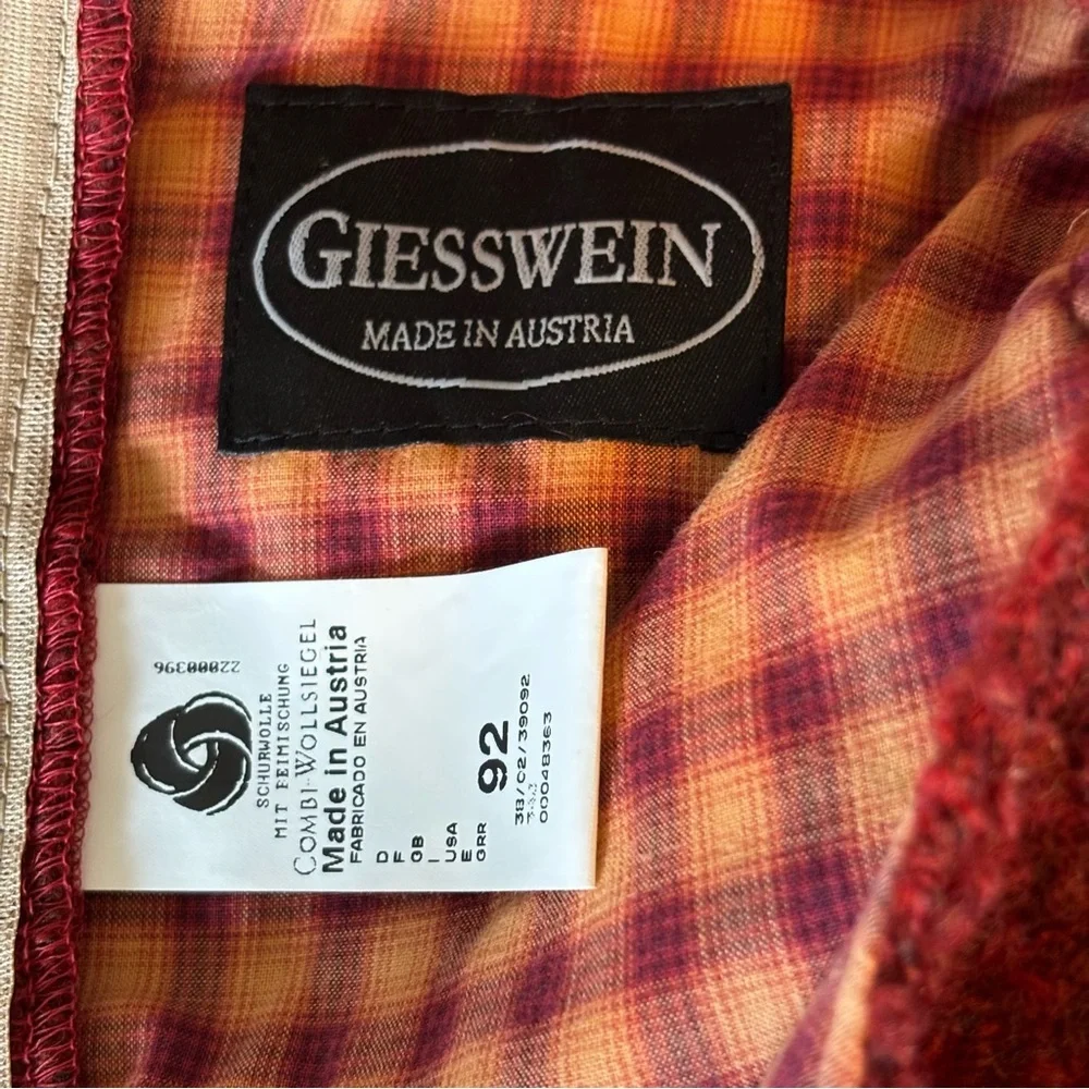 Giesswein sz 92 Girl’s 2 piece Wool Sweater Dress Plaid Corduroy Cottagecore